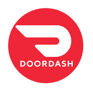 DoorDash logo with red background