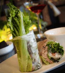 Fresh Vietnamese spring roll on a plate